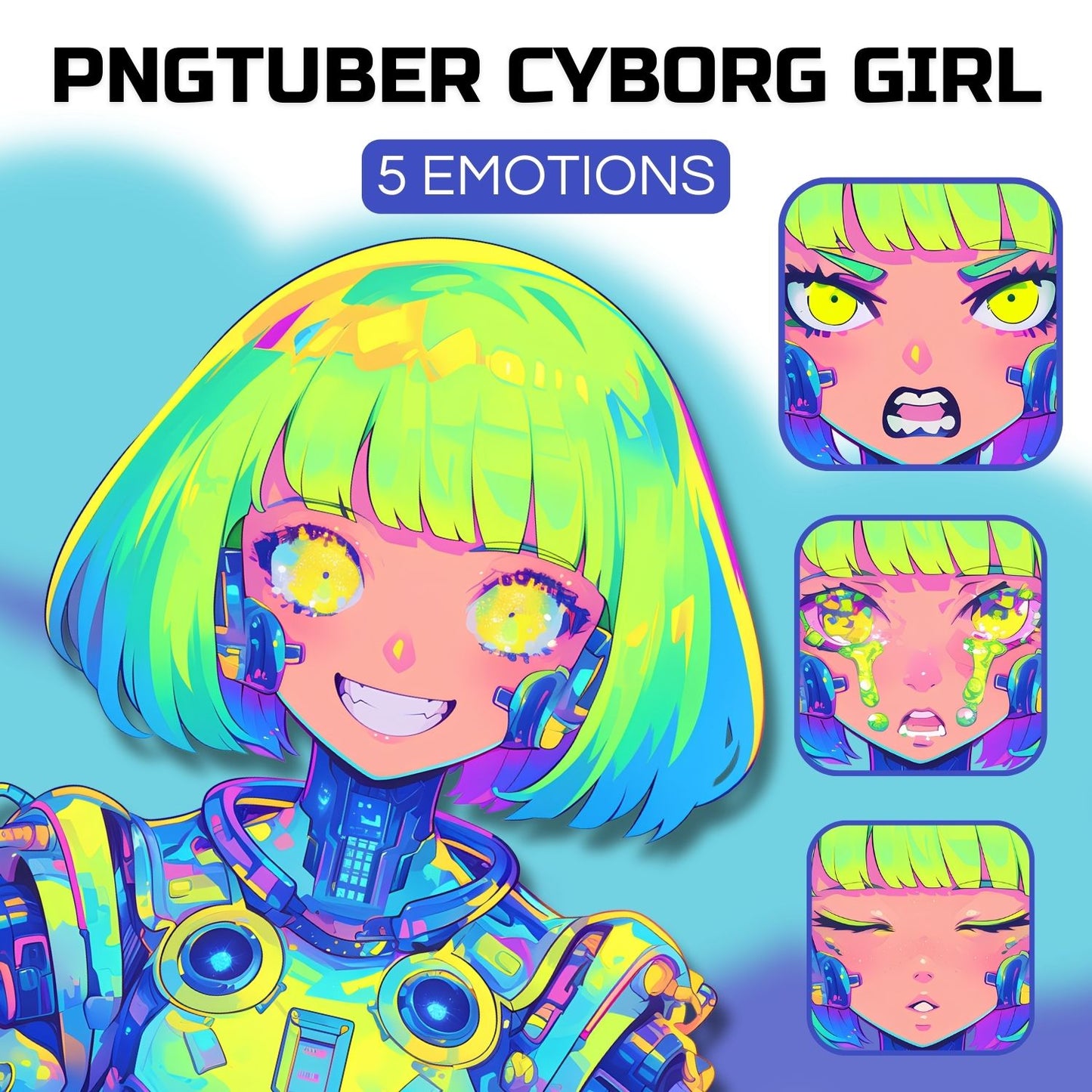 Cyborg Girl PNGTuber | Veadotube Avatar Download