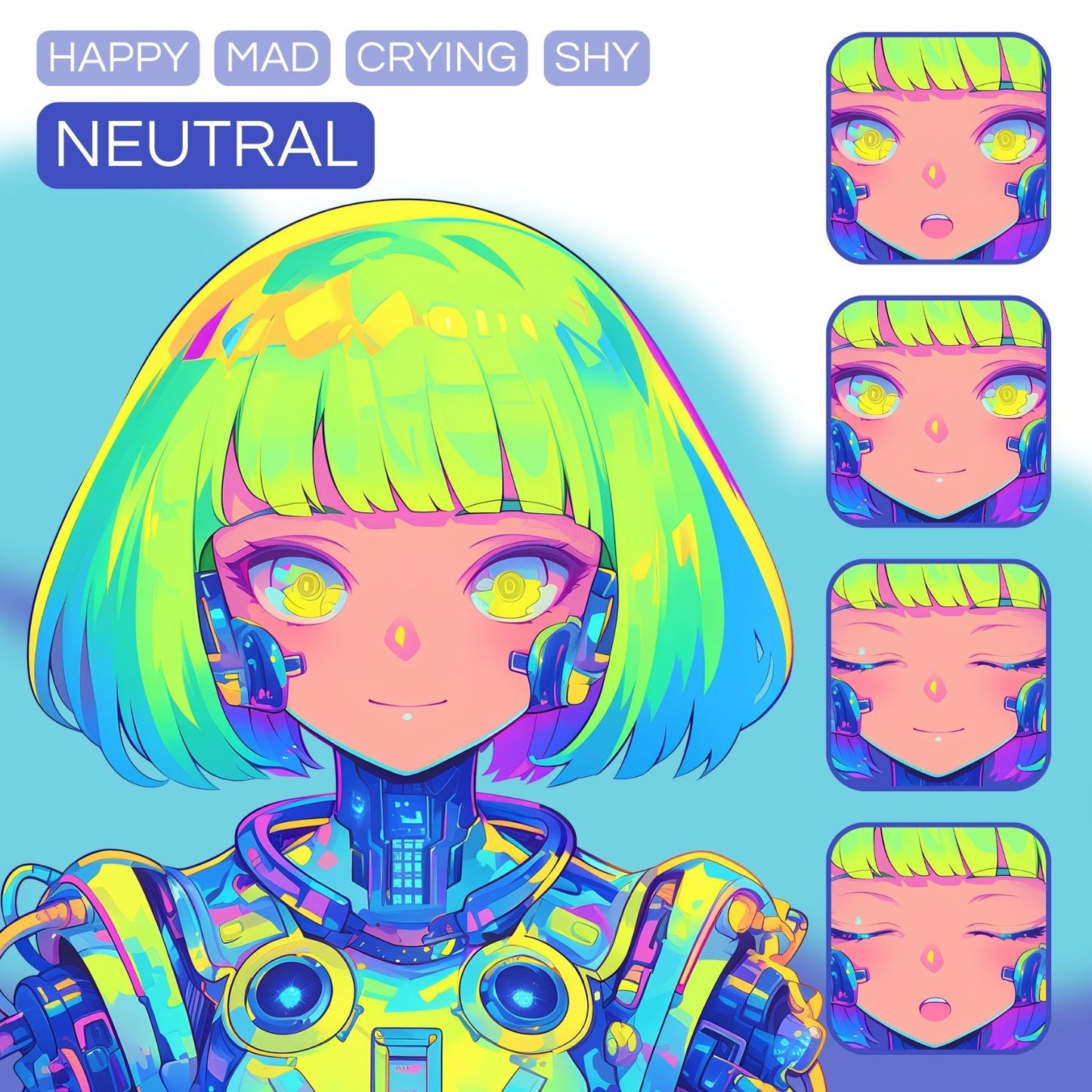 Cyborg Girl PNGTuber | Veadotube Avatar Download