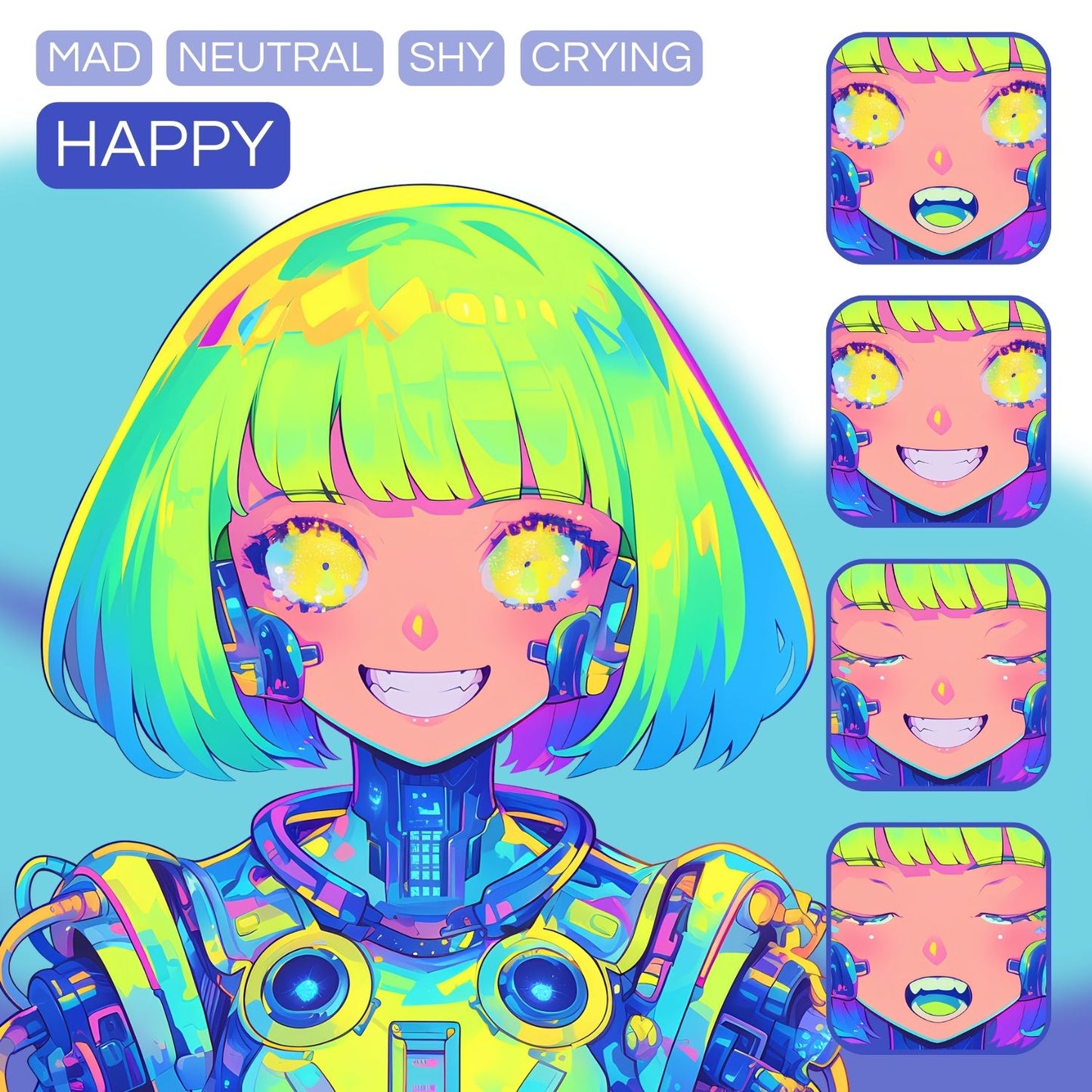 Cyborg Girl PNGTuber | Veadotube Avatar Download