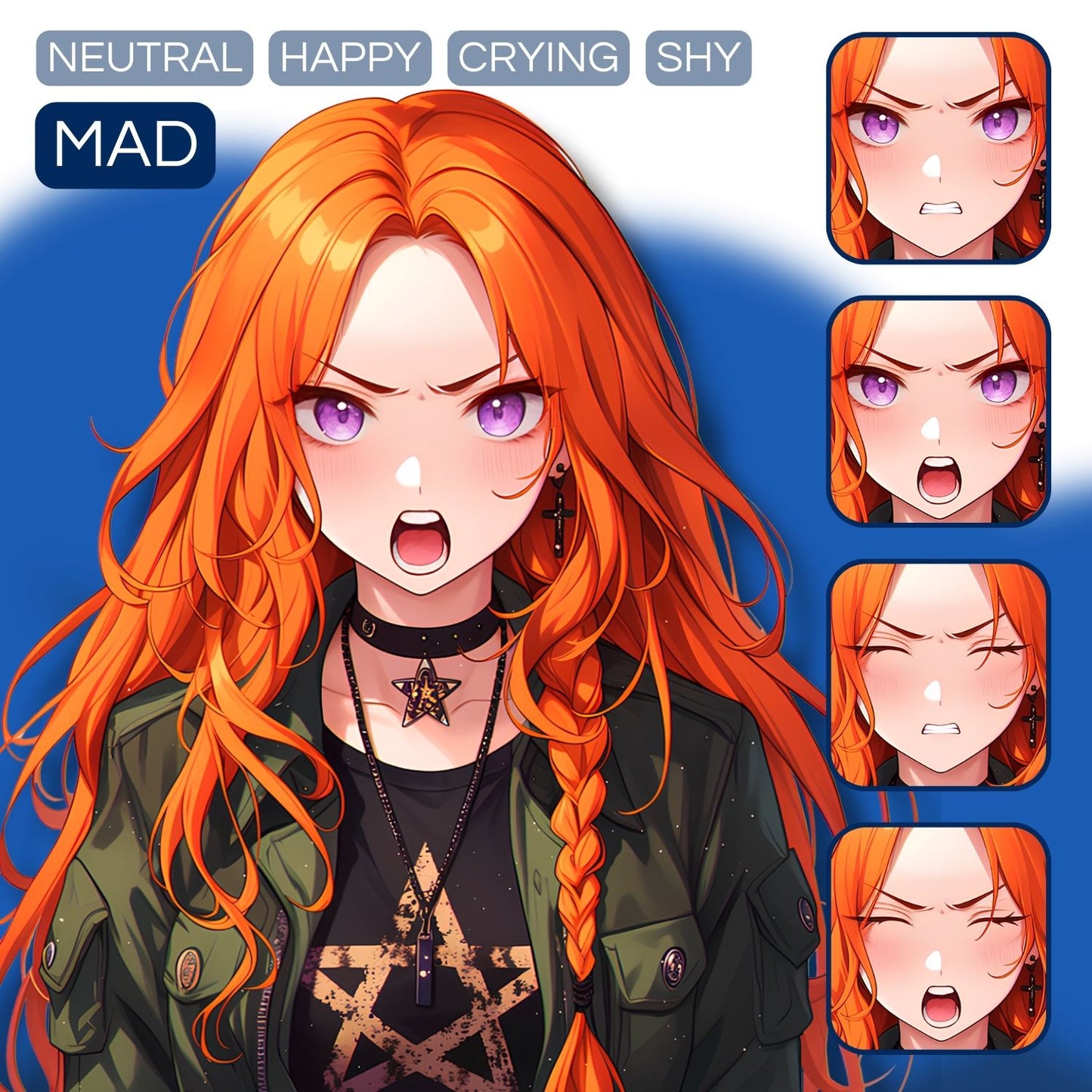 Mystic Rebel Girl PNGTuber | Veadotube Avatar Download