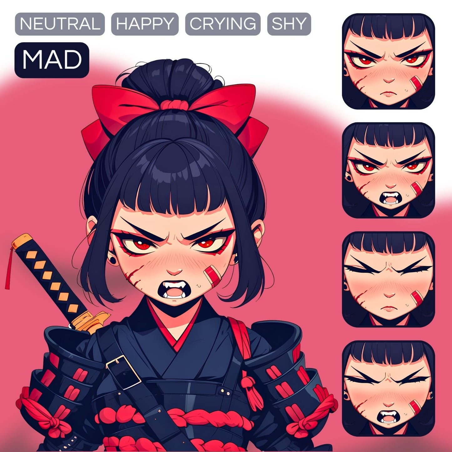 Samurai Girl PNGTuber | Veadotube Avatar Download