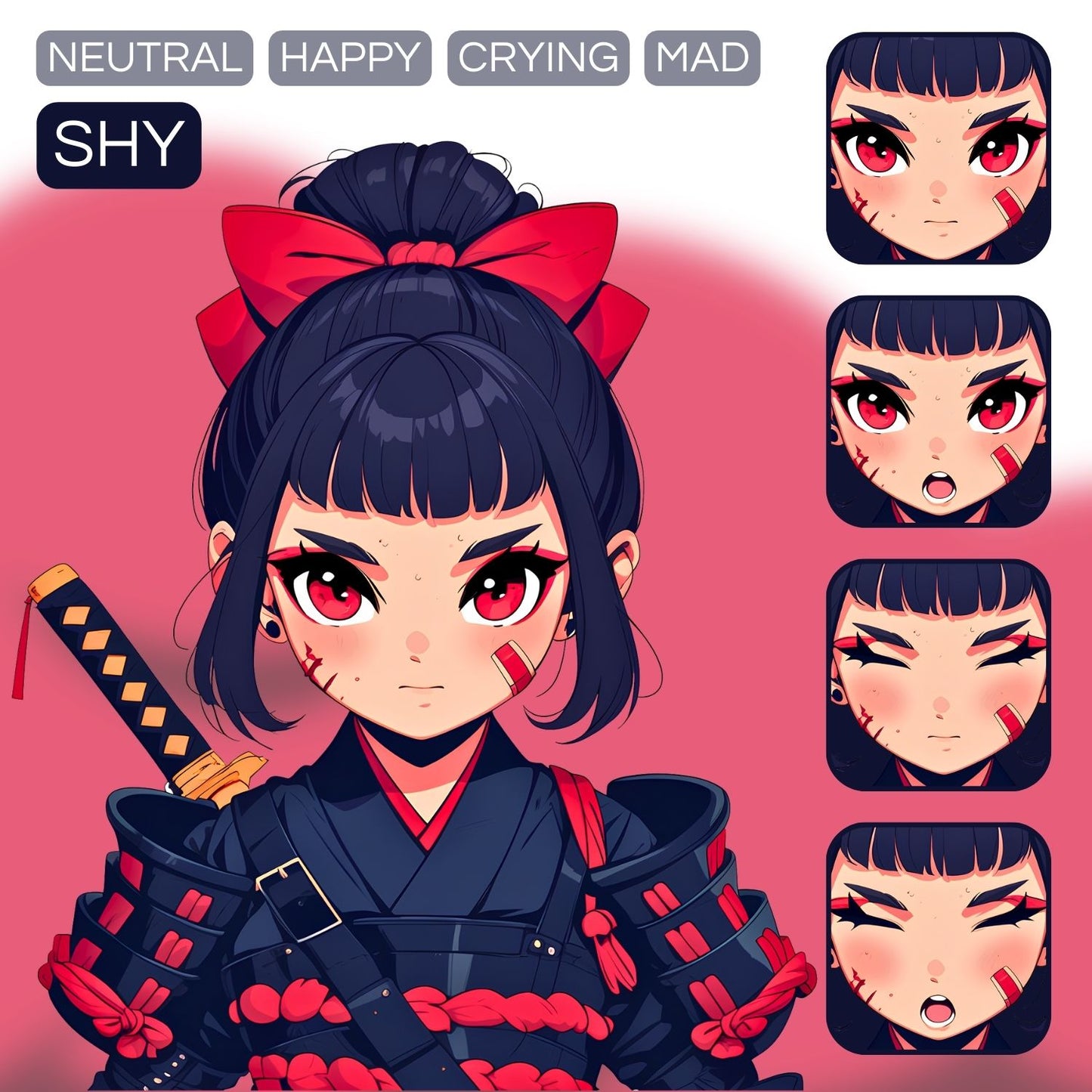 Samurai Girl PNGTuber | Veadotube Avatar Download