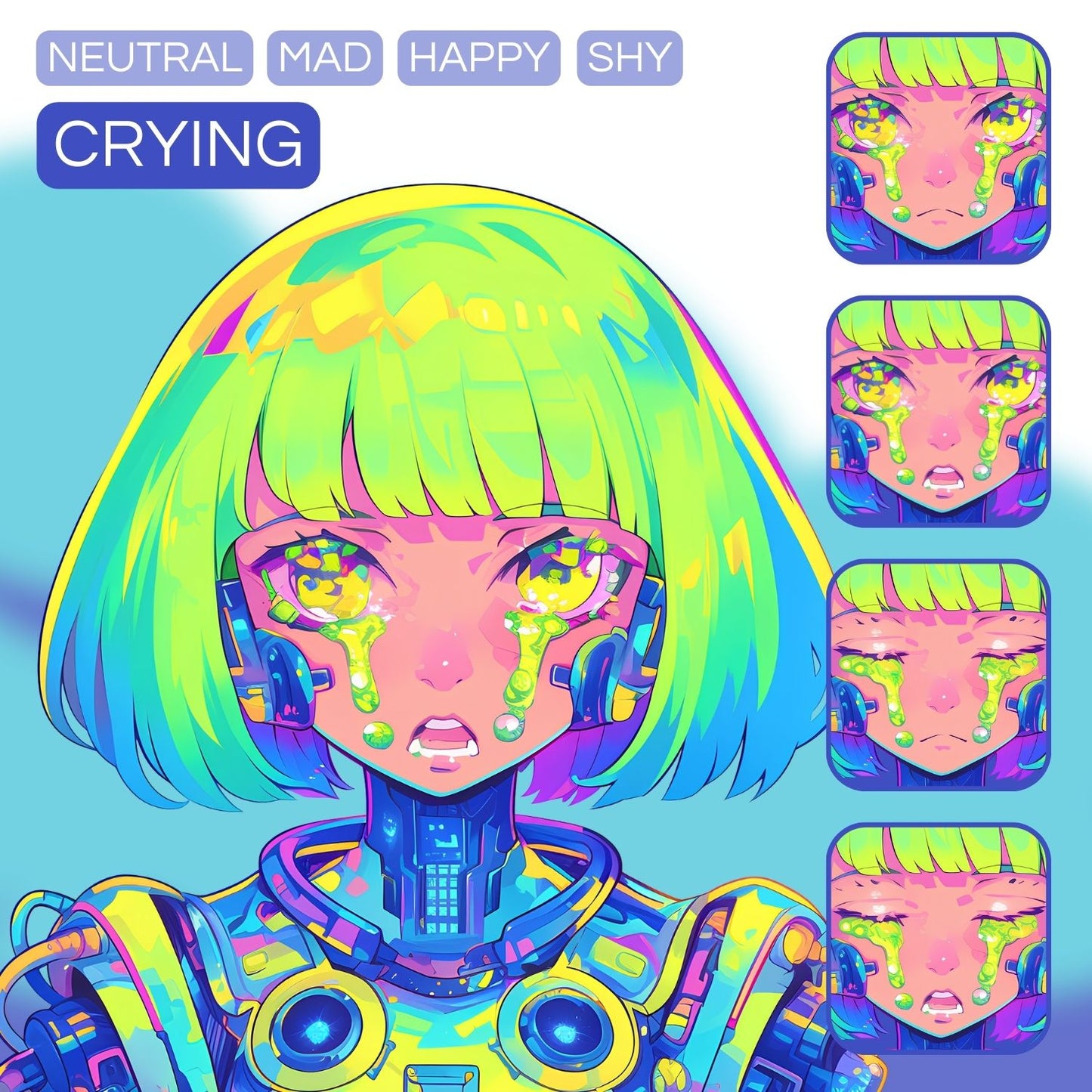 Cyborg Girl PNGTuber | Veadotube Avatar Download