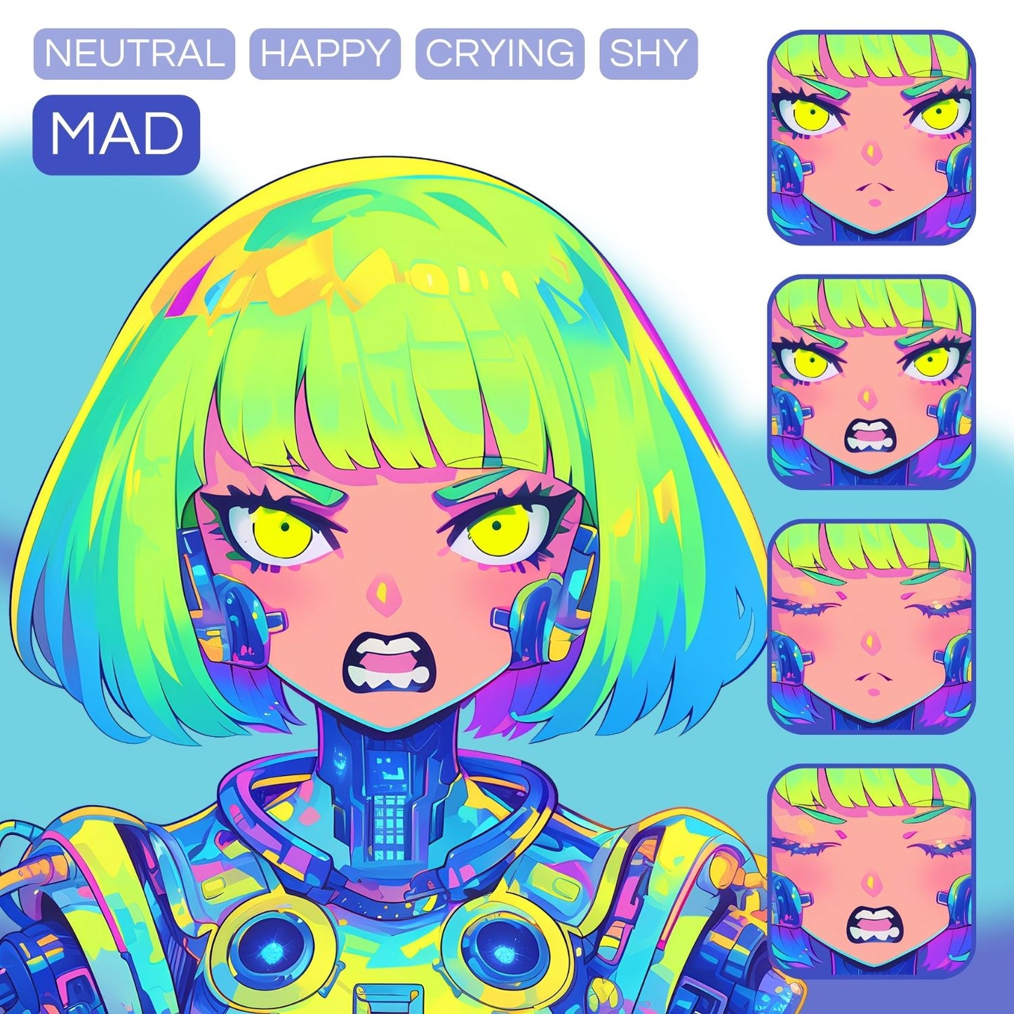Cyborg Girl PNGTuber | Veadotube Avatar Download